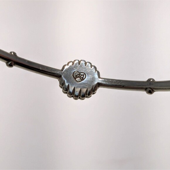 Brighton Silver Hinged Bangle Bracelet w/ Rhinestones Faux Pearls - Picture 5 of 6